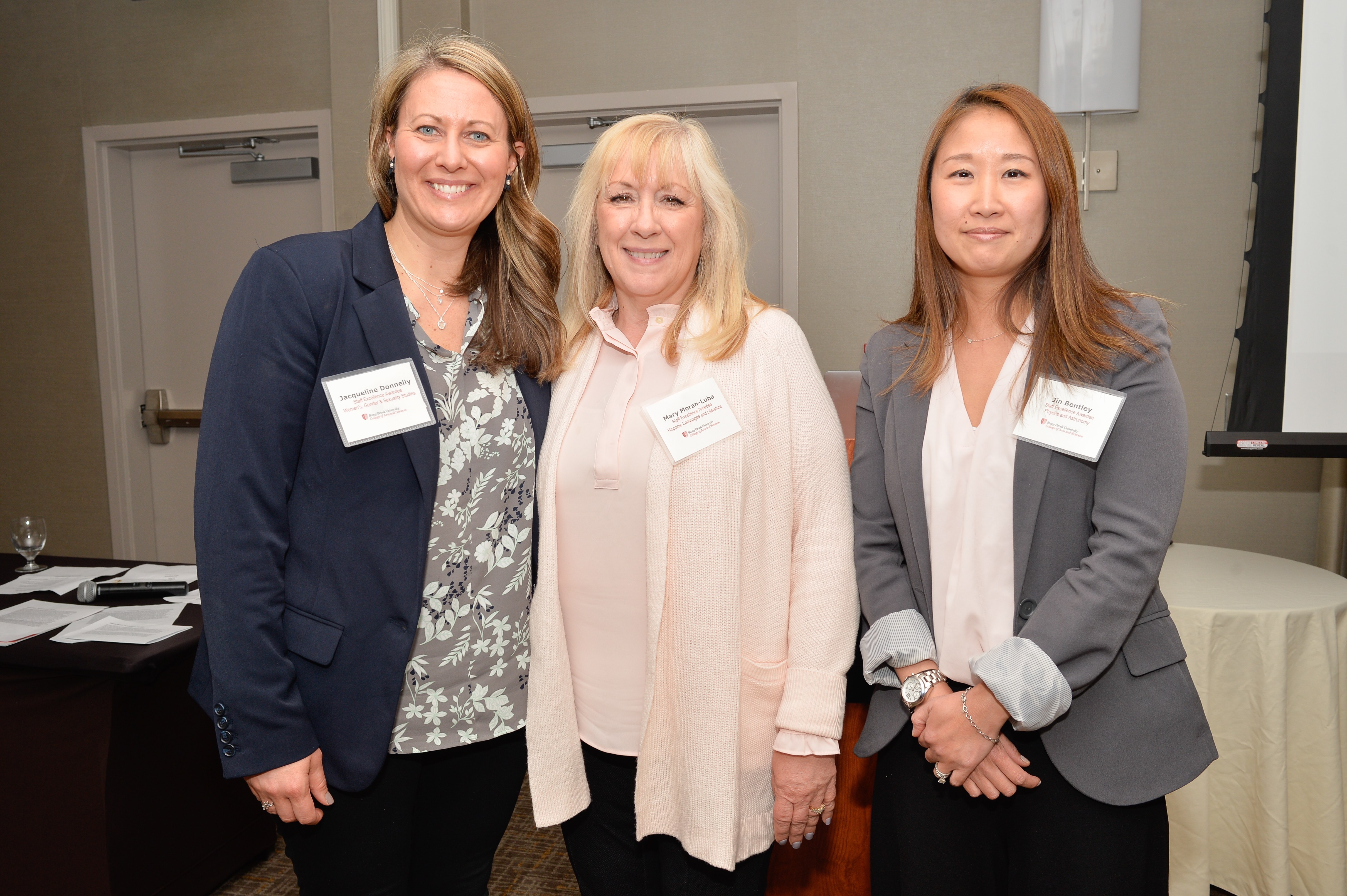 Staff Excellence Award Recipients: Jackie Donnelly, Mary Moran-Luba, and Jin Bentley