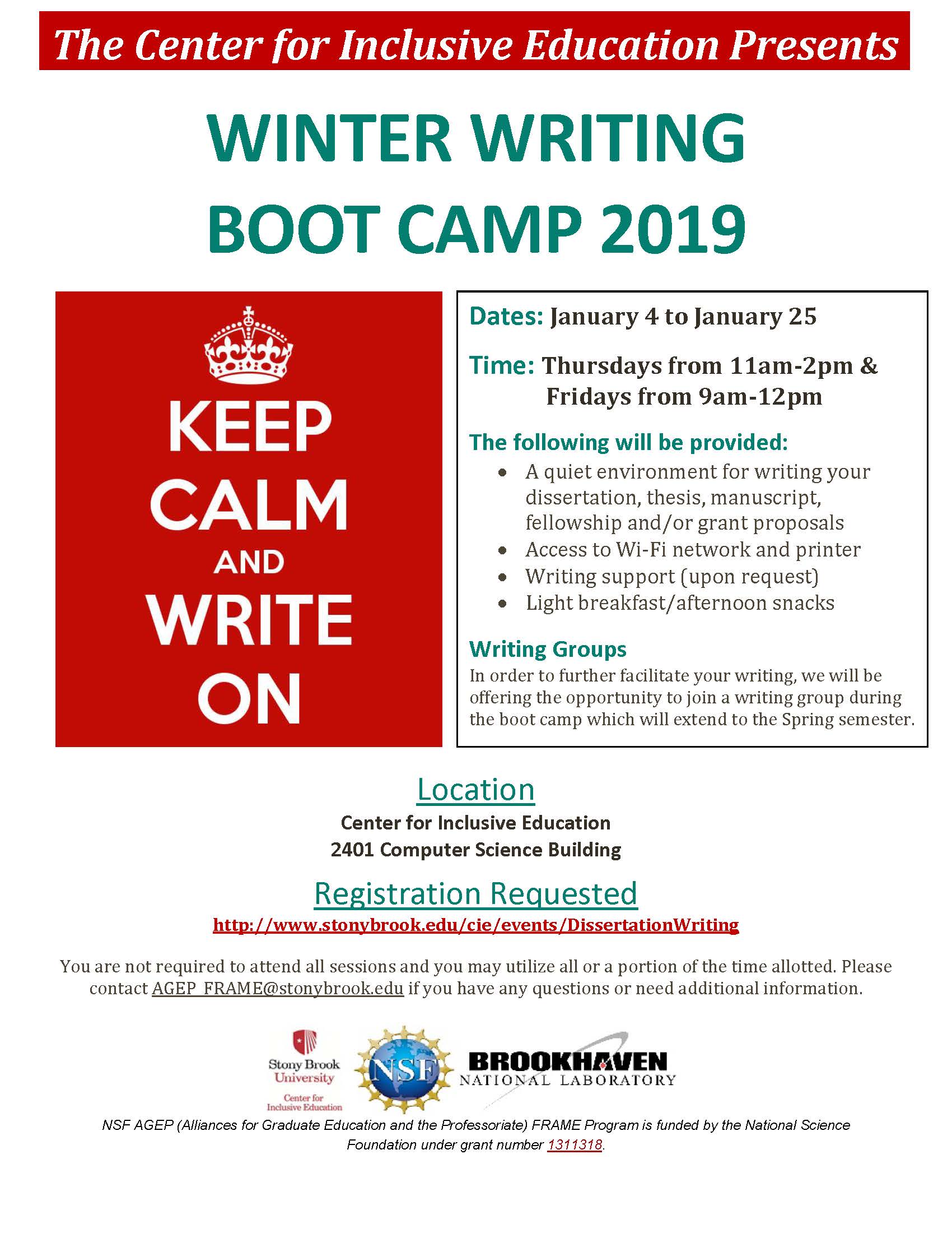 Winter 2019 Writing Boot Camp