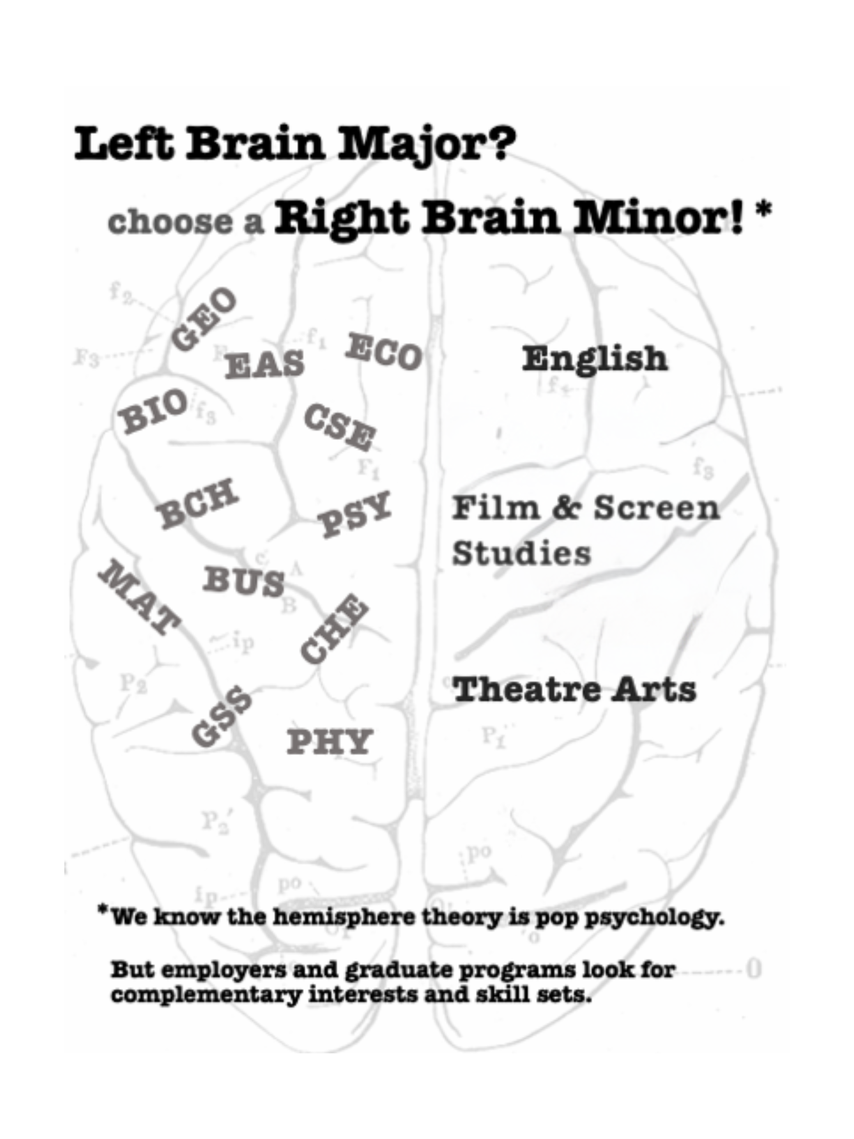 List of majors and EGL minors on brain hemisphere  background