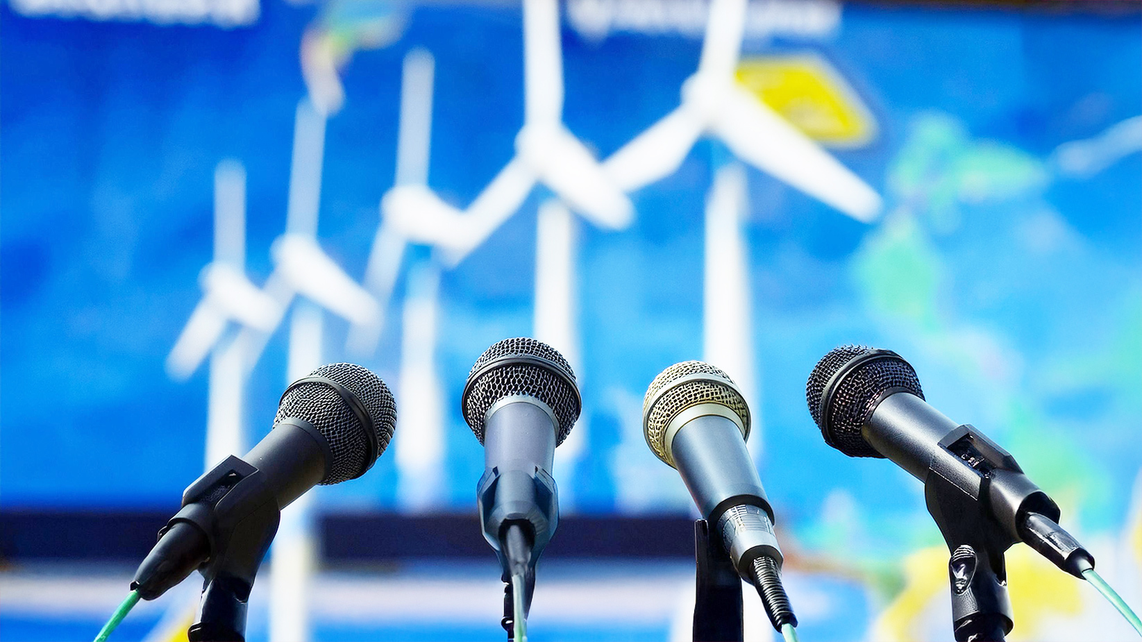 microphones superimposed over offshore wind farm