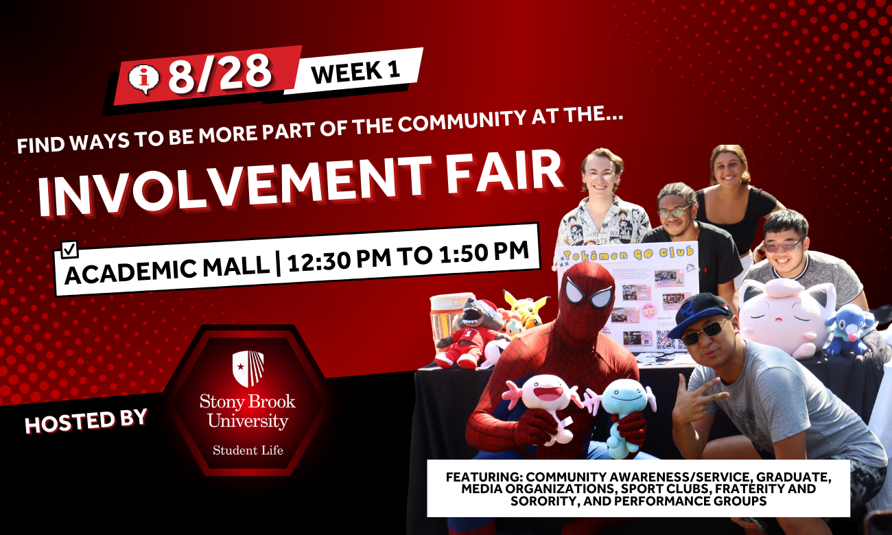 Student organization Pokemon Go is tabling for their Involvement Fair. The Fall 2024 fair is split in two sections, on August 28th student groups from Community Awareness/Service, Graduate, Media organizations, sport clubs, fraternities and sororities, and performance groups to showcase their organization. The fair will be during Campus Life Time at 12:30-1:50PM on the SAC Plaza Mall